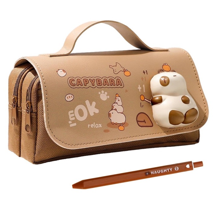 Capybara toll, nagy kapacitású, imádnivaló dizájn, barna