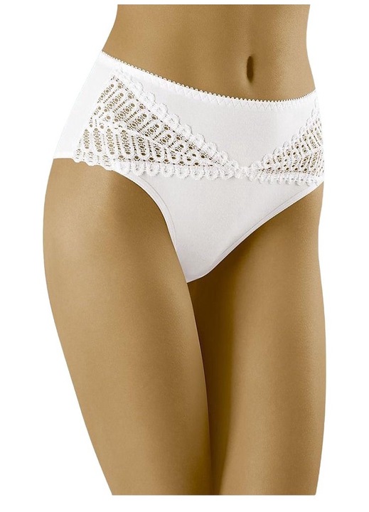 Bikini pentru dama Wolbar, croiala clasica, insertii de dantela, bumbac/poliamida, alb