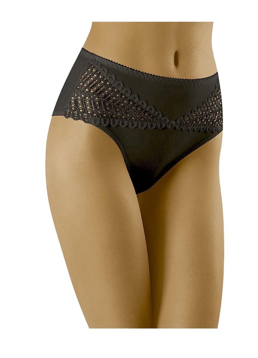 Bikini pentru dama Wolbar, clasici, cu dantela, bumbac/poliamida, negru