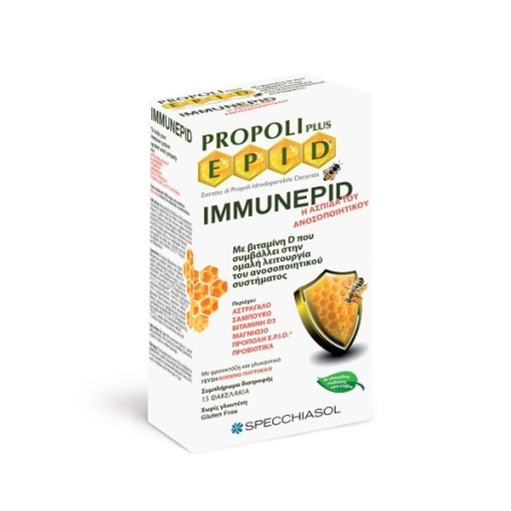 Supliment alimentar pentru sistemul imunitar Specchiasol Propoli Plus Epid Imunepid 15 plicuri