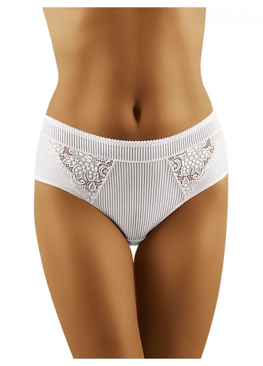 Lenjerie intima pentru dama, Wolbar, talie inalta, dantela florala, tricot neted, alb