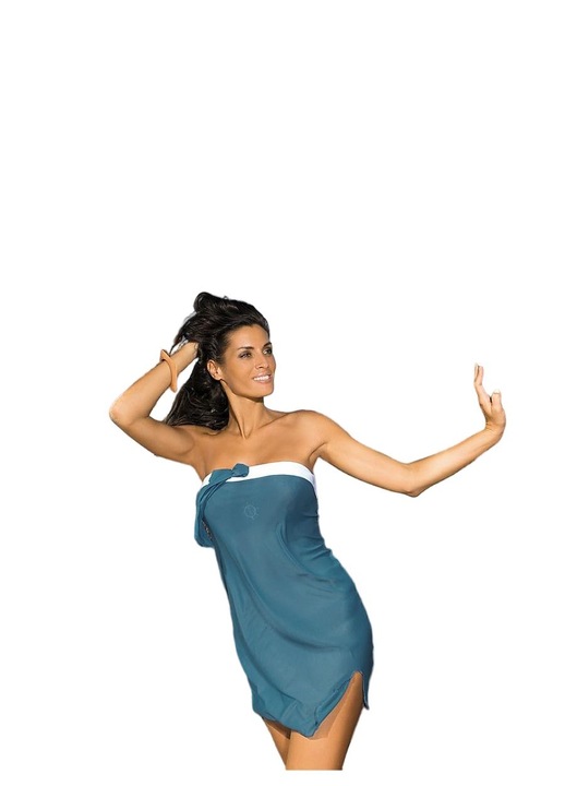 Плажна туника Marko, синя, от италиански трико, еластична, прозрачна, полиамид, M INTL