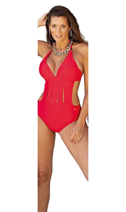 Дамски бански Marko, цял, червен, push-up ефект, полиамид, 36 EU