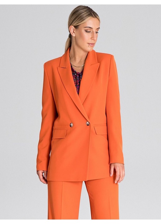 Sacou dama Figl, portocaliu, elegant, cu maneci lungi, captusit, din poliester 100%