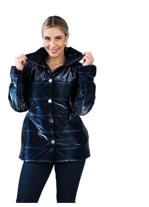 Geaca dama Figl, matlasata, guler ridicat, bleumarin, poliester