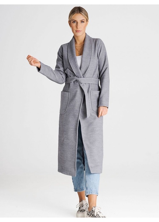 Palton dama Figl, poliester/viscoza, gri, L INTL