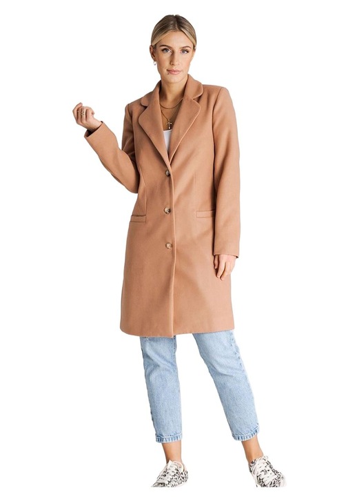 Palton dama Figl, clasic, captusit, lungime genunchi, acril/lana/poliester, bej, M INTL