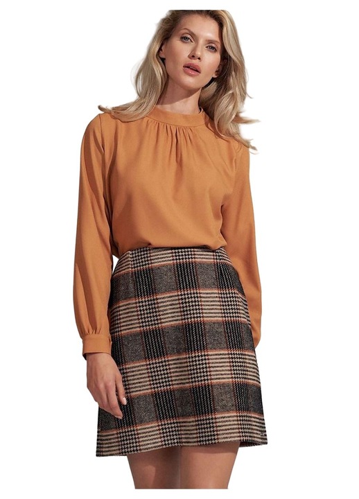 Fusta mini Figl, carouri, fermoar ascuns, multicolor, nylon, poliester, viscoza, L INTL