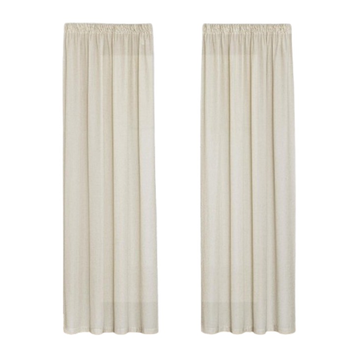 Set de 2 perdele PONY DANCE, semitransparente, prindere tip rejansa, 140 x 245 cm, crem