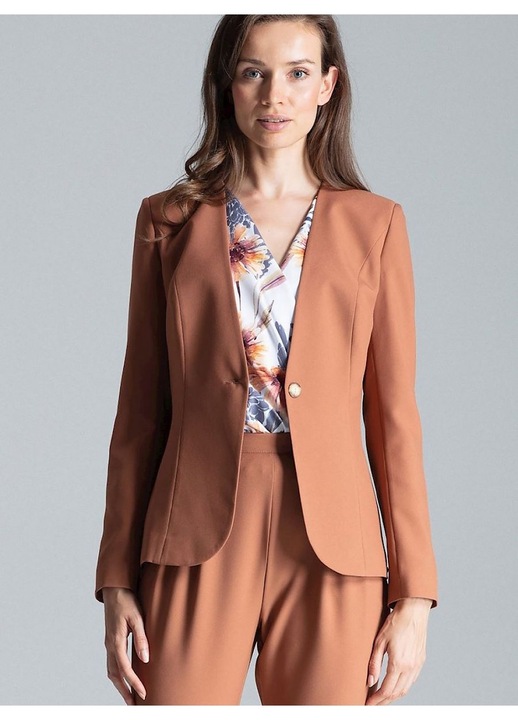 Sacou dama Figl, jacheta clasica, maro, poliester
