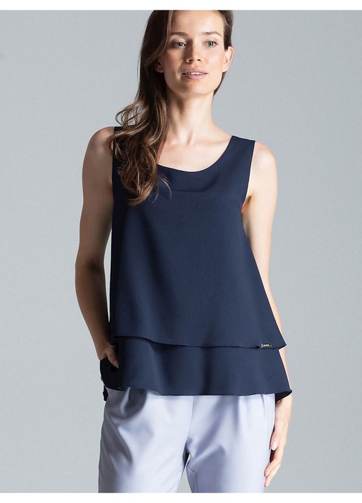 Потник Figl, с полуобло деколте, еластан/полиестер/вискоза, тъмносин, XL INTL