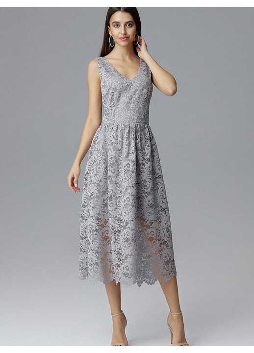 Вечерна рокля, Figl, сива, от елегантен материал, S INTL