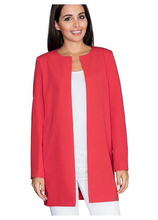 Sacou lung dama Figl, poliester/viscoza, rosu