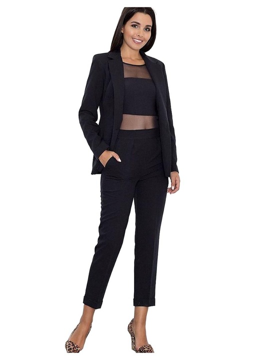 Дамски панталон, Figl, Черен, Елегантен, Полиестер/Вискоза