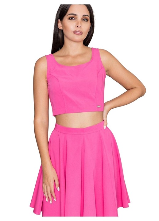 Set top + fusta Figl, scurt, evazat, elegant, violet, poliester-viscoza