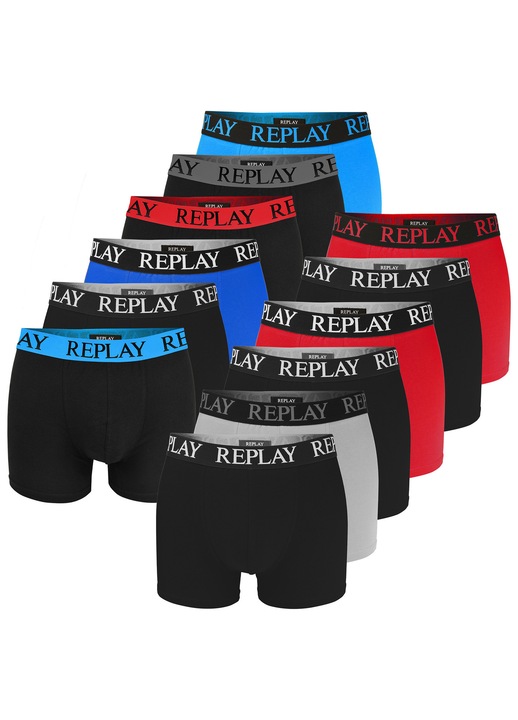 Boxeri Shorts barbati, Replay, Set de 12, bumbac, BM333, Logo, Dimensiune, Multicolor