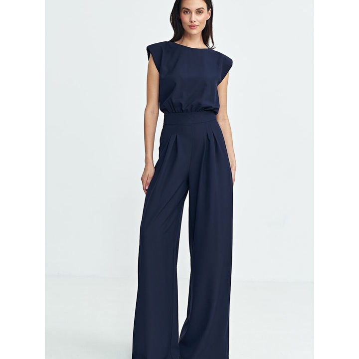 Salopeta pentru dama Nife, bleumarin, cu decolteu barca, elastan/poliester