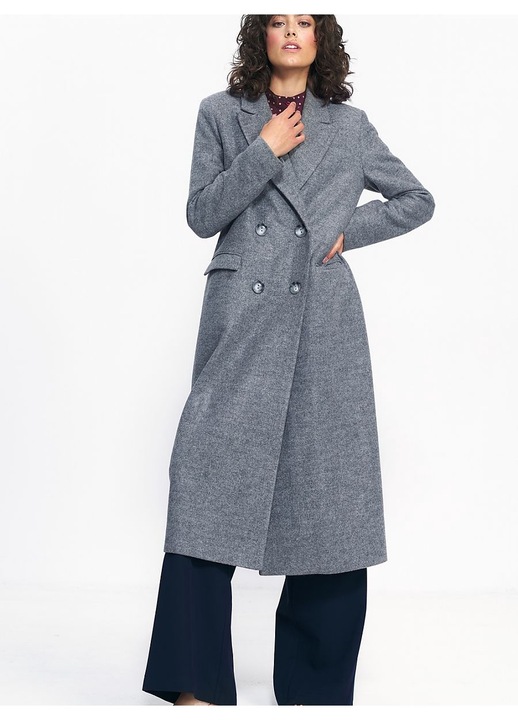 Palton dama Nife, supradimensionat, poliester/viscoza/elastan, gri, 44 EU