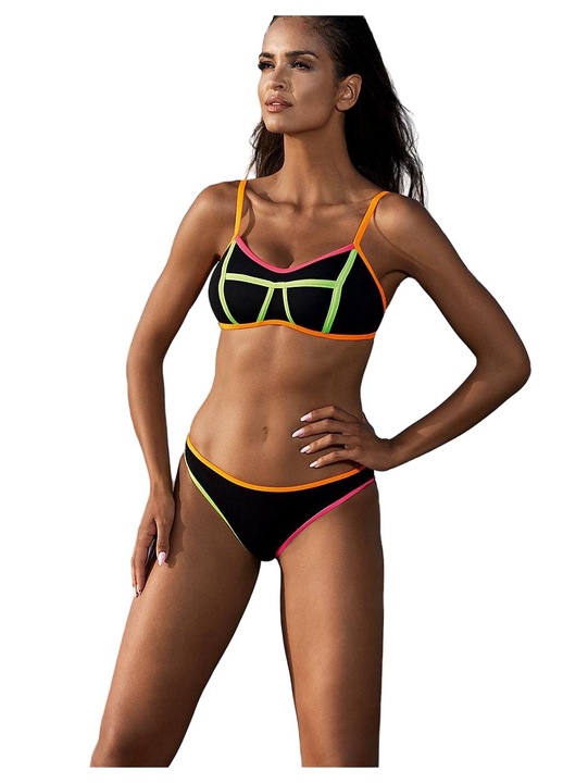 Női fürdőruha, Lorin, kétrészes bikini, fekete, poliamid/elasztán