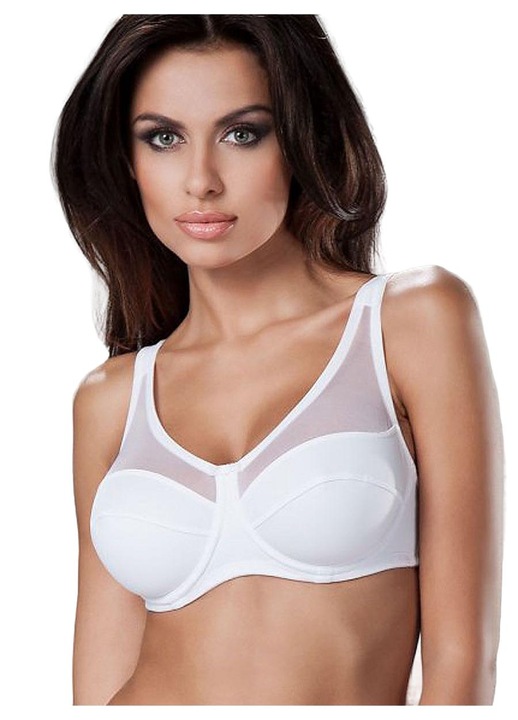 Sutien Alles, bumbac/elastan/poliamida, cu sustinere buna, alb