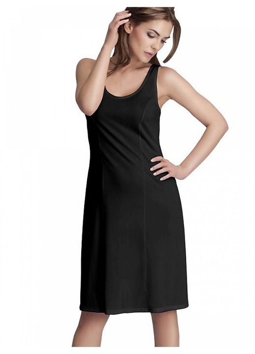 Fusta eleganta Mewa, croiala dreapta, bretele late, culori clasice, poliamida 28%, viscoza 72%, 44 EU