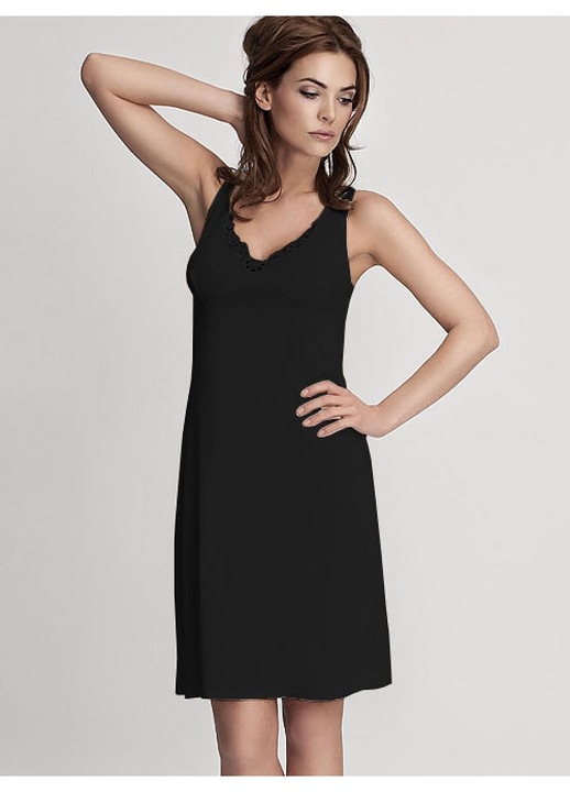 Rochie Mewa, eleganta, gat rotund, bretele largi, culori clasice, viscoza, dantela decorativa