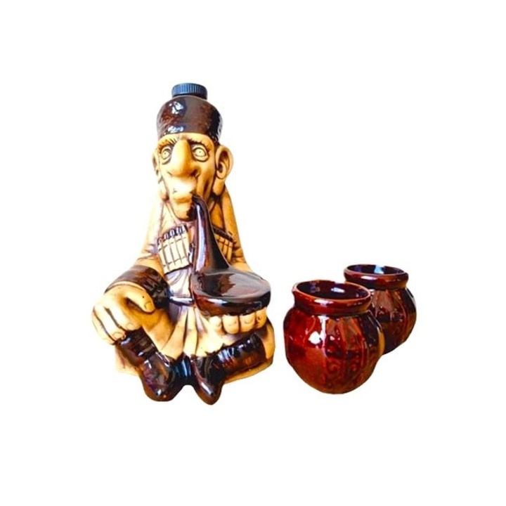Set din ceramica pentru bautura Inteleptul, cu trei pahare, Bej, Velve