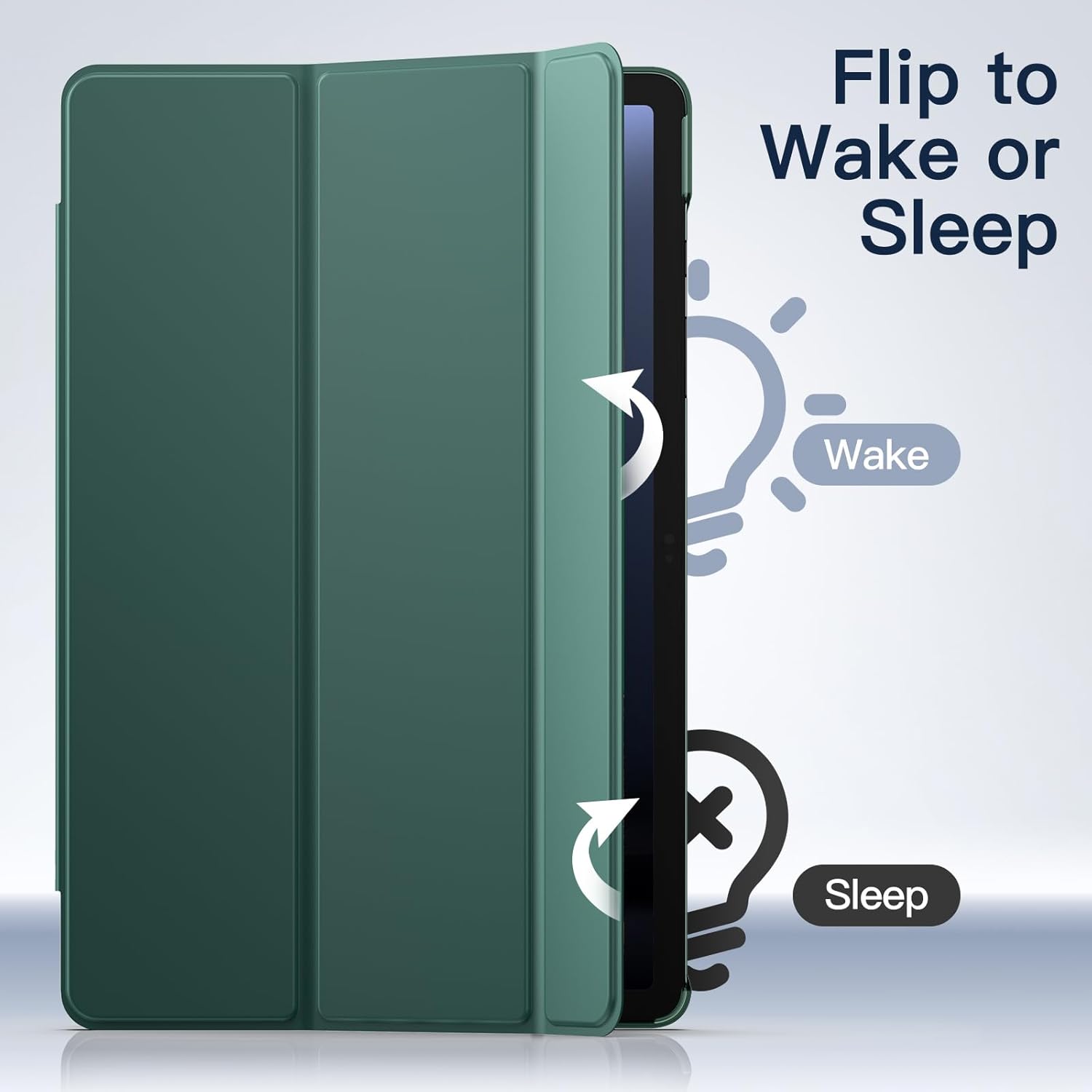 Husa pentru tableta Samsung Galaxy Tab S10 Plus/ Tab S9 Plus / Galaxy Tab S9 FE Plus 12.4”, piele PU, functie sleep/wake, verde inchis