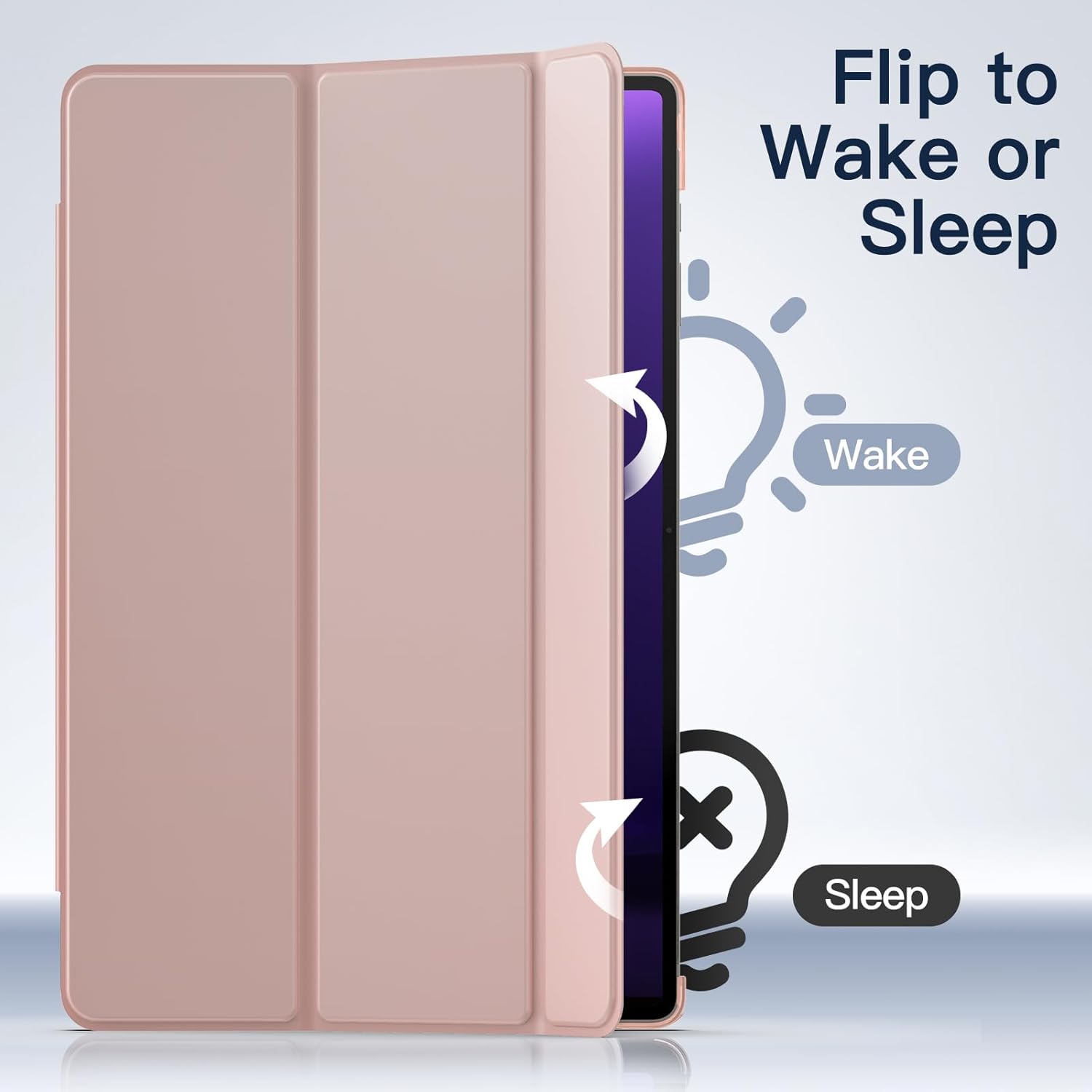 Husa pentru tableta Samsung Galaxy Tab S10 Plus/ Tab S9 Plus / Galaxy Tab S9 FE Plus 12.4”, piele PU, functie sleep/wake, aur roz