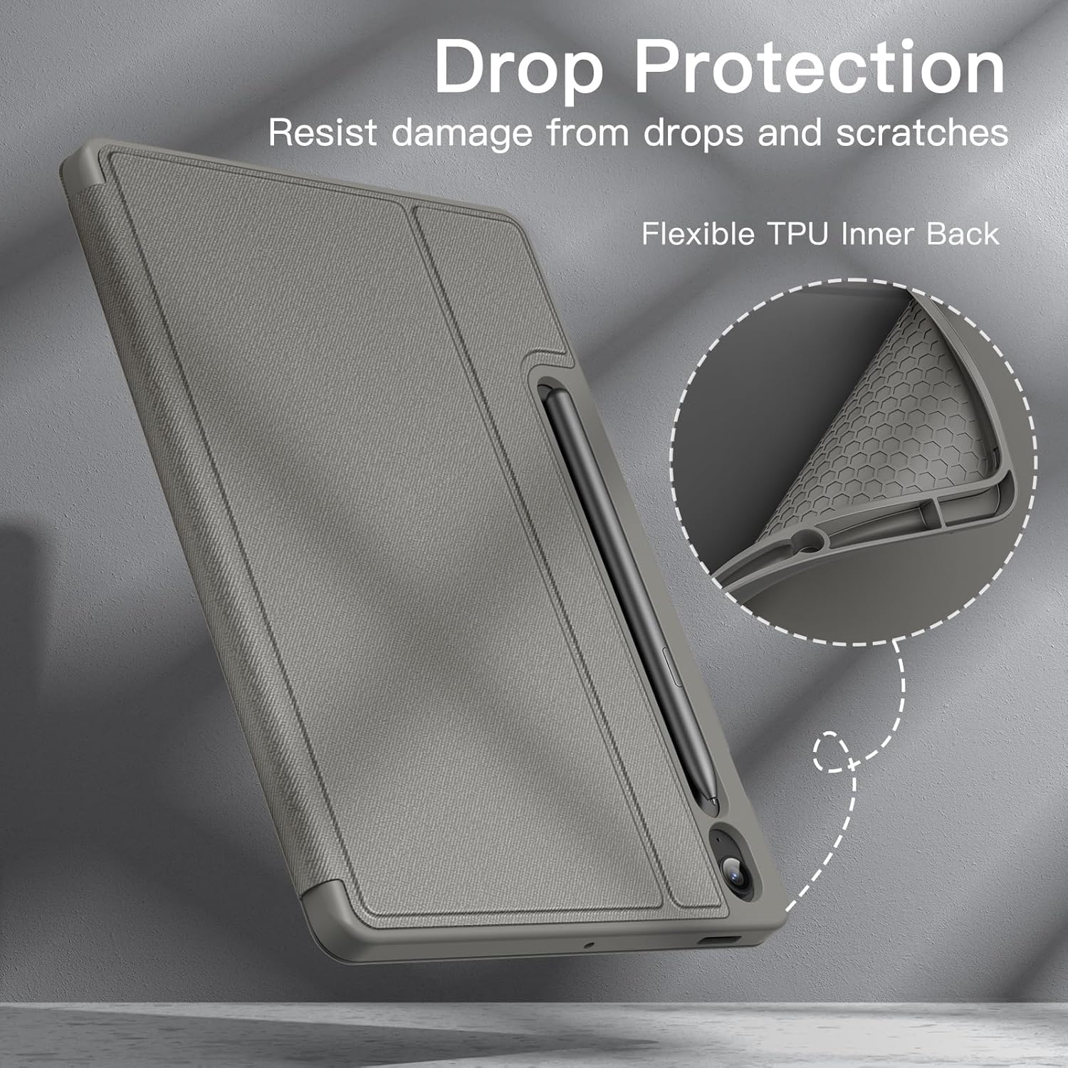 Husa pentru Samsung Galaxy Tab S9/S9 FE de 10, 9 inchi cu suport S Pen, husa de protectie pentru tableta Slim Back Tri-Fold Stand, Auto Wake/Sleep, pesimist