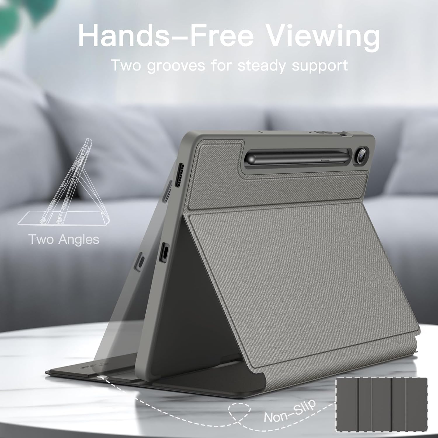 Husa pentru Samsung Galaxy Tab S9/S9 FE de 10, 9 inchi cu suport S Pen, husa de protectie pentru tableta Slim Back Tri-Fold Stand, Auto Wake/Sleep, pesimist