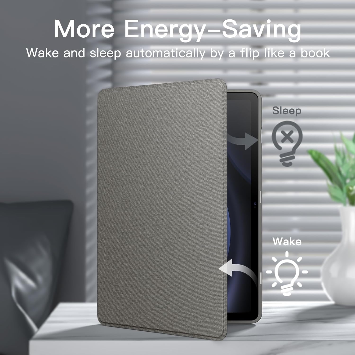 Husa pentru Samsung Galaxy Tab S9/S9 FE de 10, 9 inchi cu suport S Pen, husa de protectie pentru tableta Slim Back Tri-Fold Stand, Auto Wake/Sleep, pesimist
