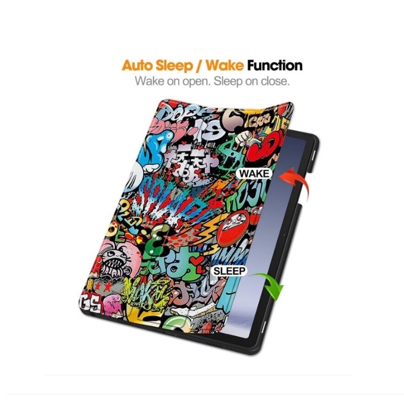 Husa pentru tableta pentru Samsung Galaxy Tab S9 / Galaxy Tab S9 FE 10.9" (2023)cu suport multi-angular si functie sleep/wake，Graffiti