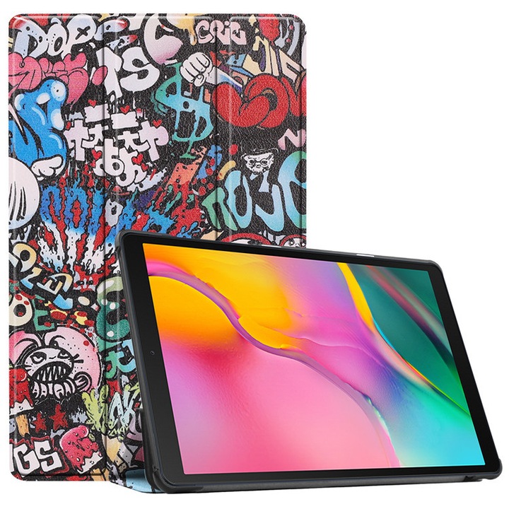 Husa pentru tableta pentru Samsung Galaxy Tab S9 / Galaxy Tab S9 FE 10.9" (2023)cu suport multi-angular si functie sleep/wake，Graffiti