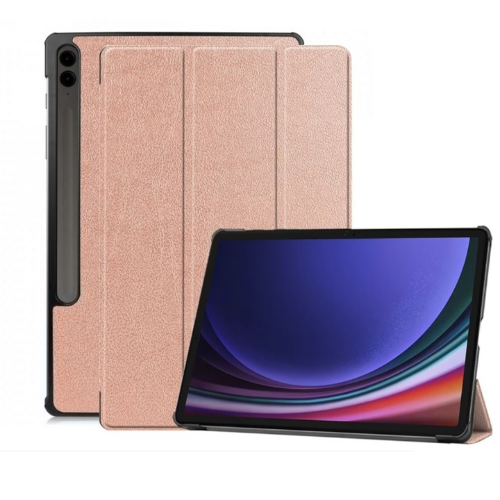 Калъф за таблет Samsung Galaxy Tab S8 Ultra / Galaxy Tab S9 Ultra 14.6inch със стойка с няколко кукички и sleep/wake, цвят злато