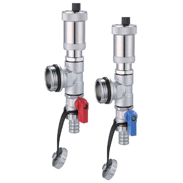 AQUA HEATING Set de purjare si evacuare pentru distribuitor 1” alama albastru rosu