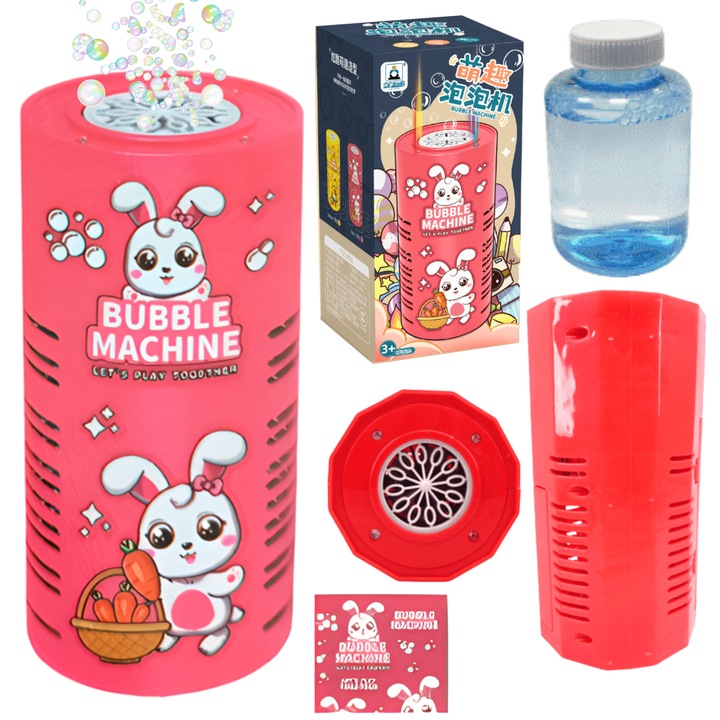 Maksik buborékkészítő gép, hang- és fényeffektusokkal, teljes készlet, 10x10x19,8cm