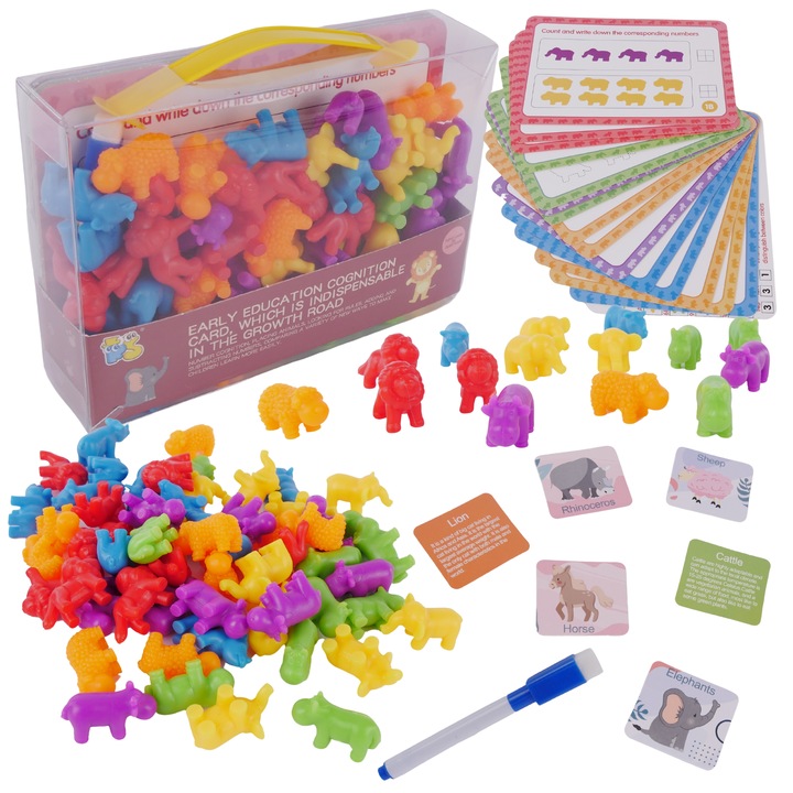 Set educational Maksik, invatare numarare, 6 culori, 21x5x15cm