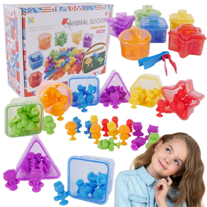Set educativ Import ProNice, sortare forme si culori, 6 sorteri, 24x17x7,5cm, pentru 3+ ani