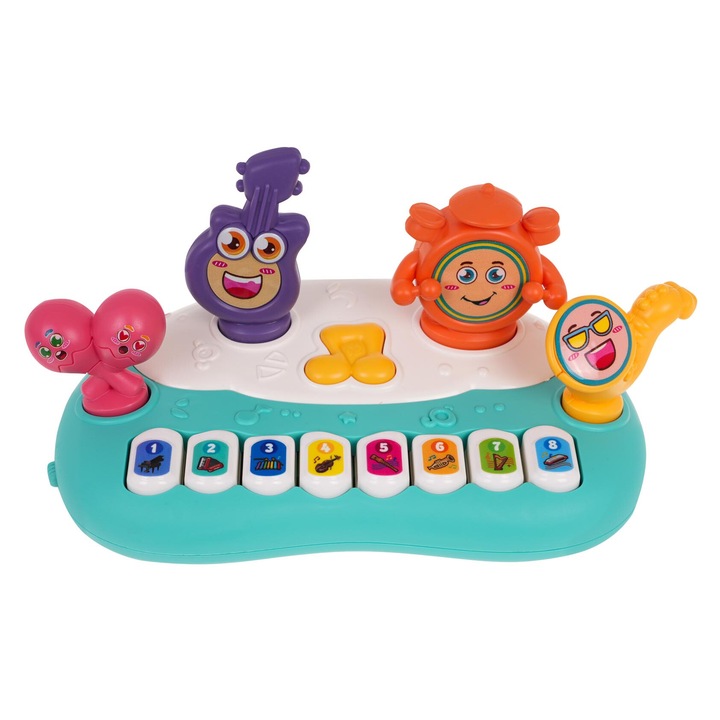 Pian interactiv pentru copii, efecte sonore si luminoase, 18x10,5x9,5cm, multicolor