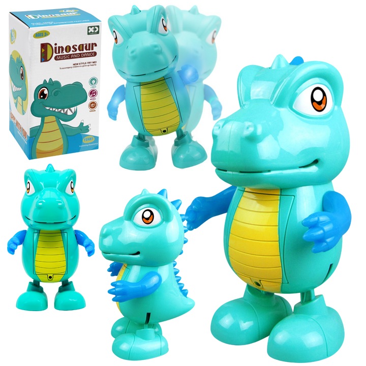 Dinozaur dansator, Import ProNice, efecte luminoase si sonore, 12x10,5x21cm