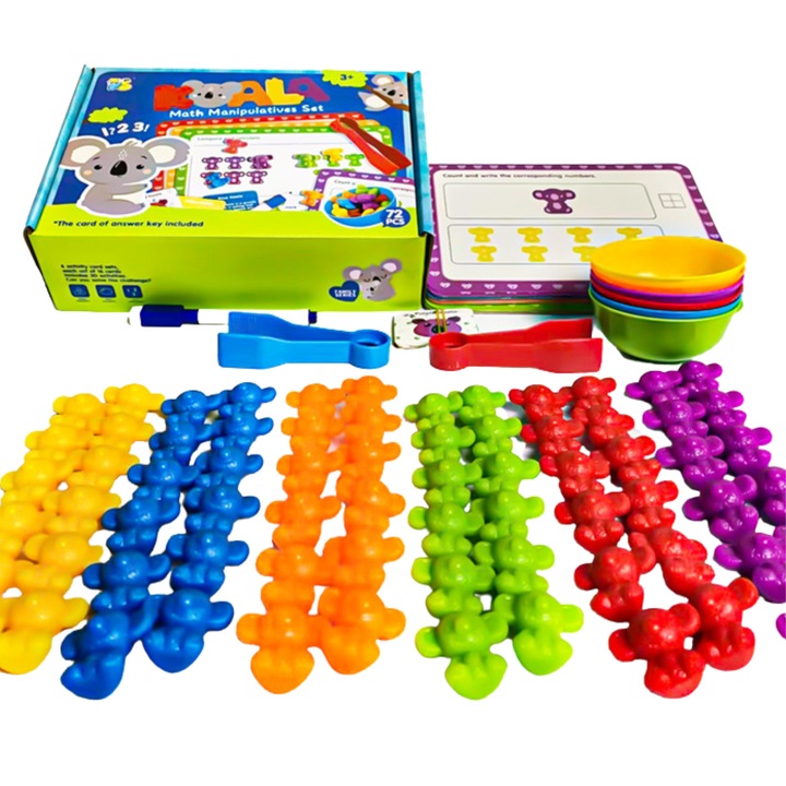 Set educativ Maksik, invatare numarare, figurine koala, culori, 17,3x6,4x23,5cm, 3+