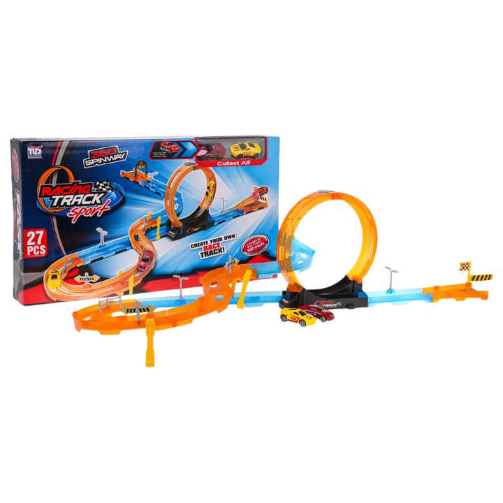 Set pista de curse 27 elemente, 2 masinute, 88x75x23cm, multicolor