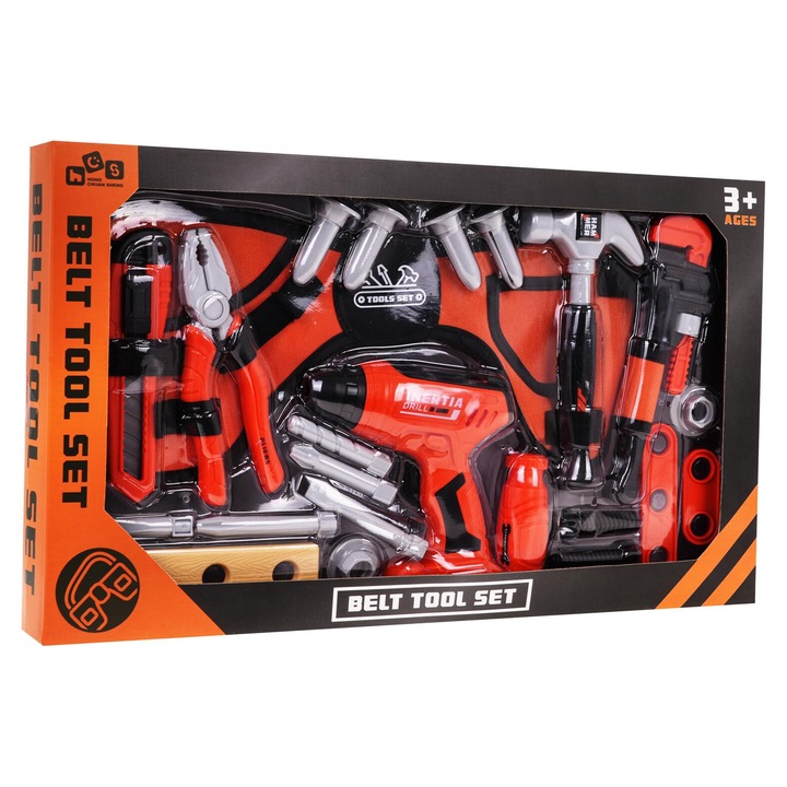 Комплект инструменти с колан, детски, 13.5x11.5x4.5cm, многоцветен