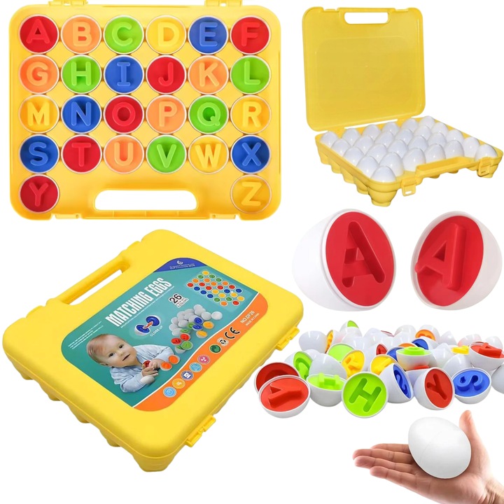 Set educativ, 26 bucati, 13 culori, alfabet, 6x5cm
