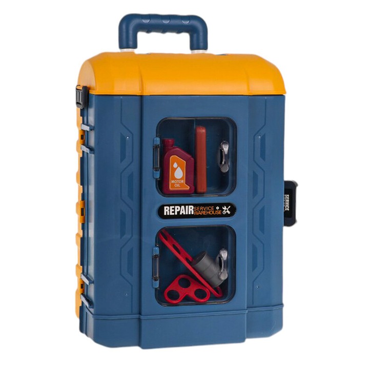 Set atelier mic constructor 46 elemente, 3 configuratii, multicolor, 59,5x26,5x73,5cm