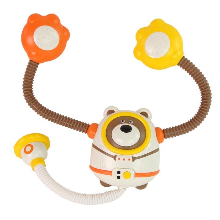 Fürdőjáték, ProNice, űrhajós maci zuhanyfunkcióval, 2 áramlási mód, élénk színek, 24,5x20,5x11,5cm