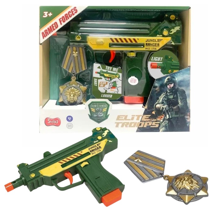 Set jucarii militare ProNice, pistol si insigna, multicolor, 24.5 x 20 x 4 cm