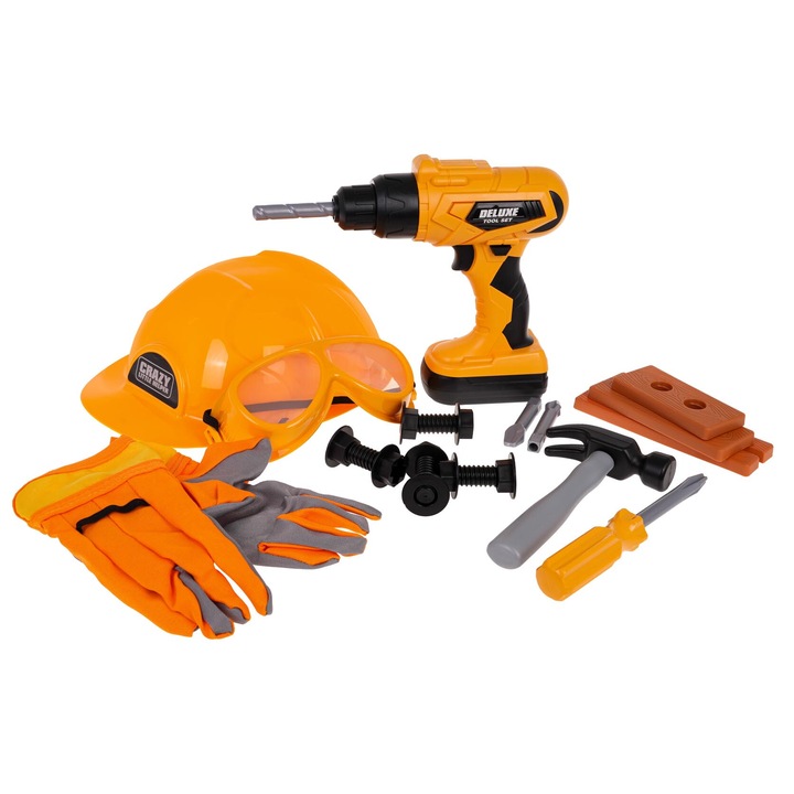 Set mic constructor cu casca, 20 elemente, multicolor, pentru copii de peste 3 ani