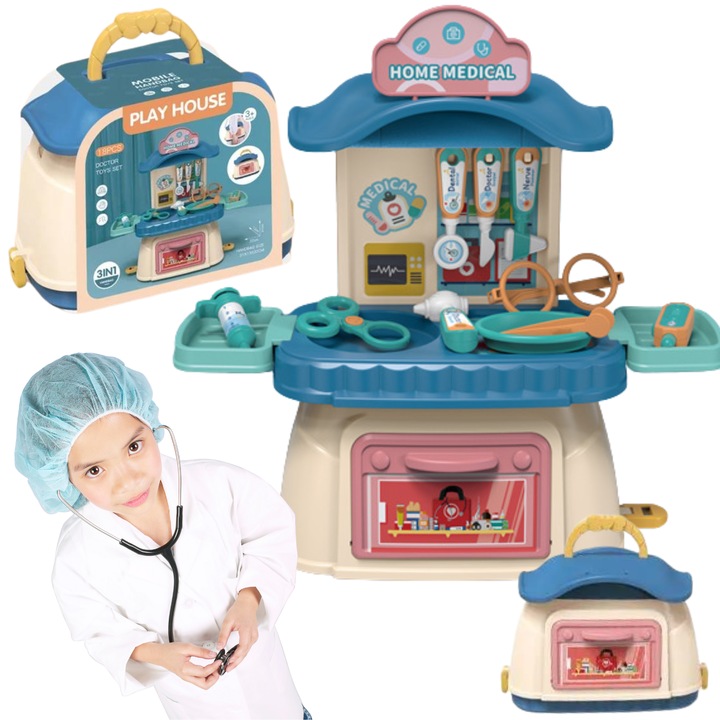 Set joaca doctor, ProNice, accesorii medicale, portabil, 29 x 11.6 x 30.3 cm, multicolor
